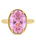 Sterling Silver Oval Cut Pink Sapphire CZ Cocktail Ring