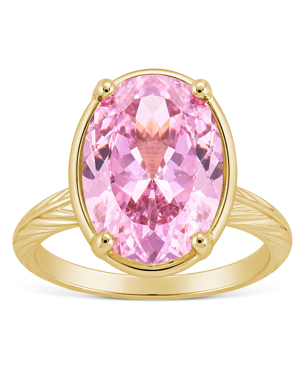 Sterling Silver Oval Cut Pink Sapphire CZ Cocktail Ring