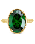 Sterling Silver Oval Cut Emerald CZ Cocktail Ring