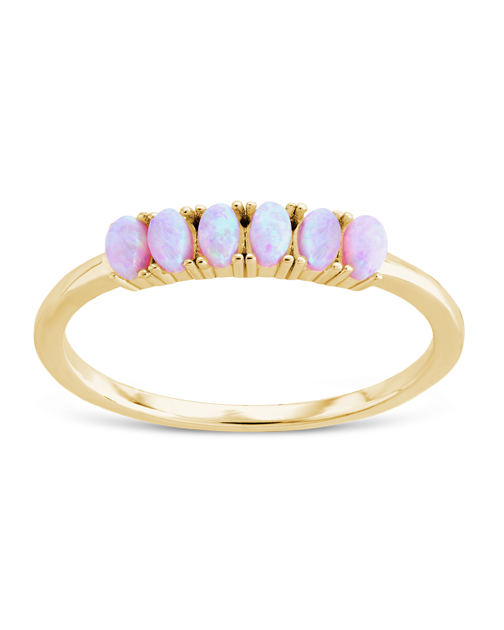 Sterling Silver Pink Opal Cluster Ring