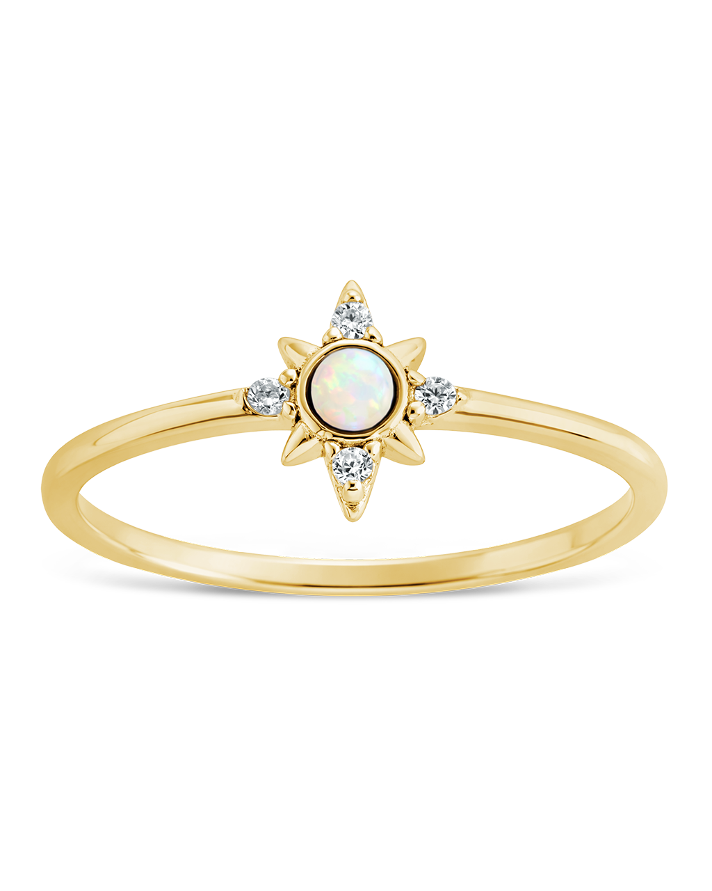 Sterling Silver White Opal Sparkle Ring