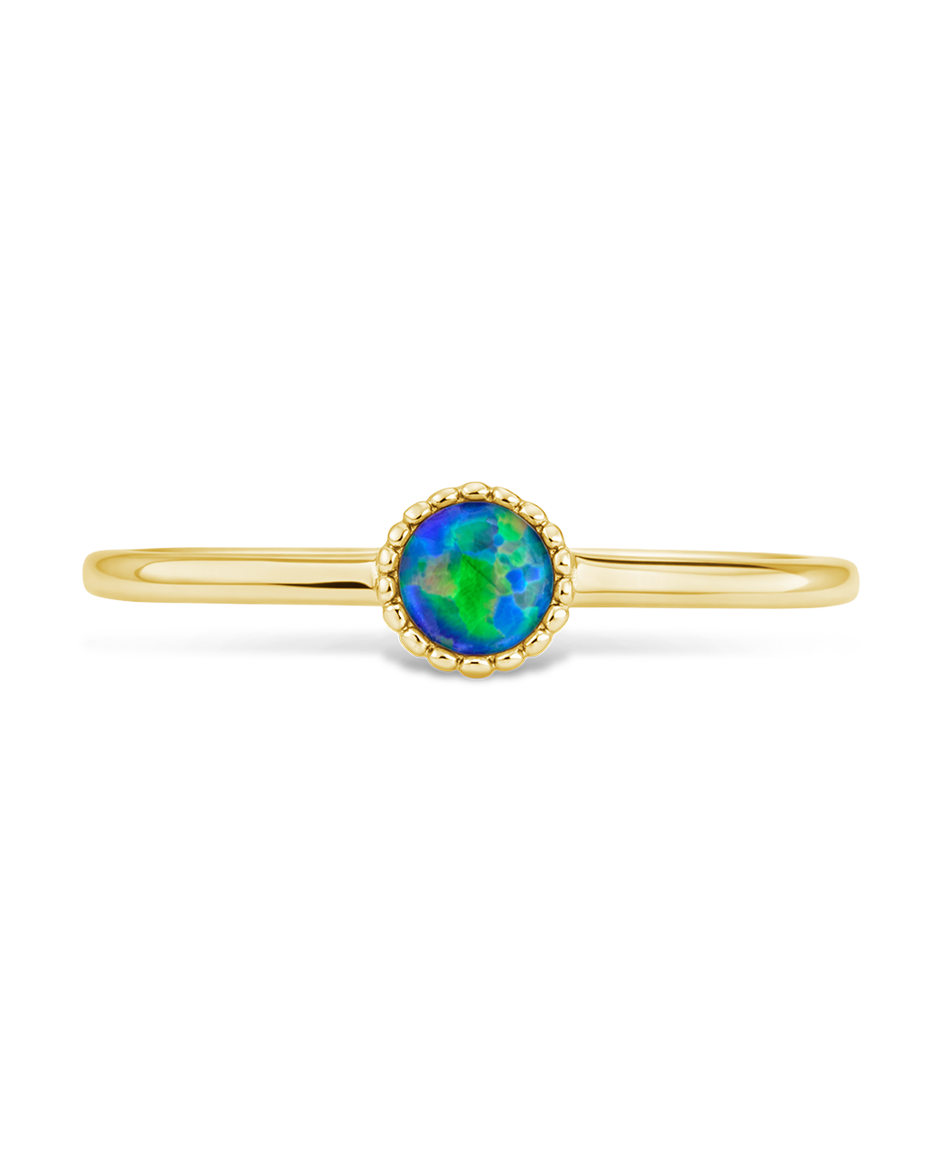 Sterling Silver Green Opal Solitaire Ring