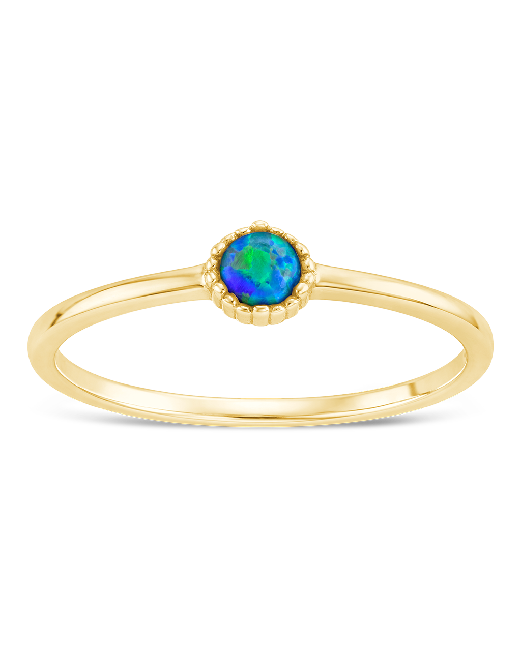 Sterling Silver Green Opal Solitaire Ring