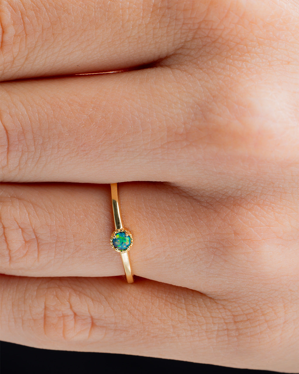 Sterling Silver Green Opal Solitaire Ring