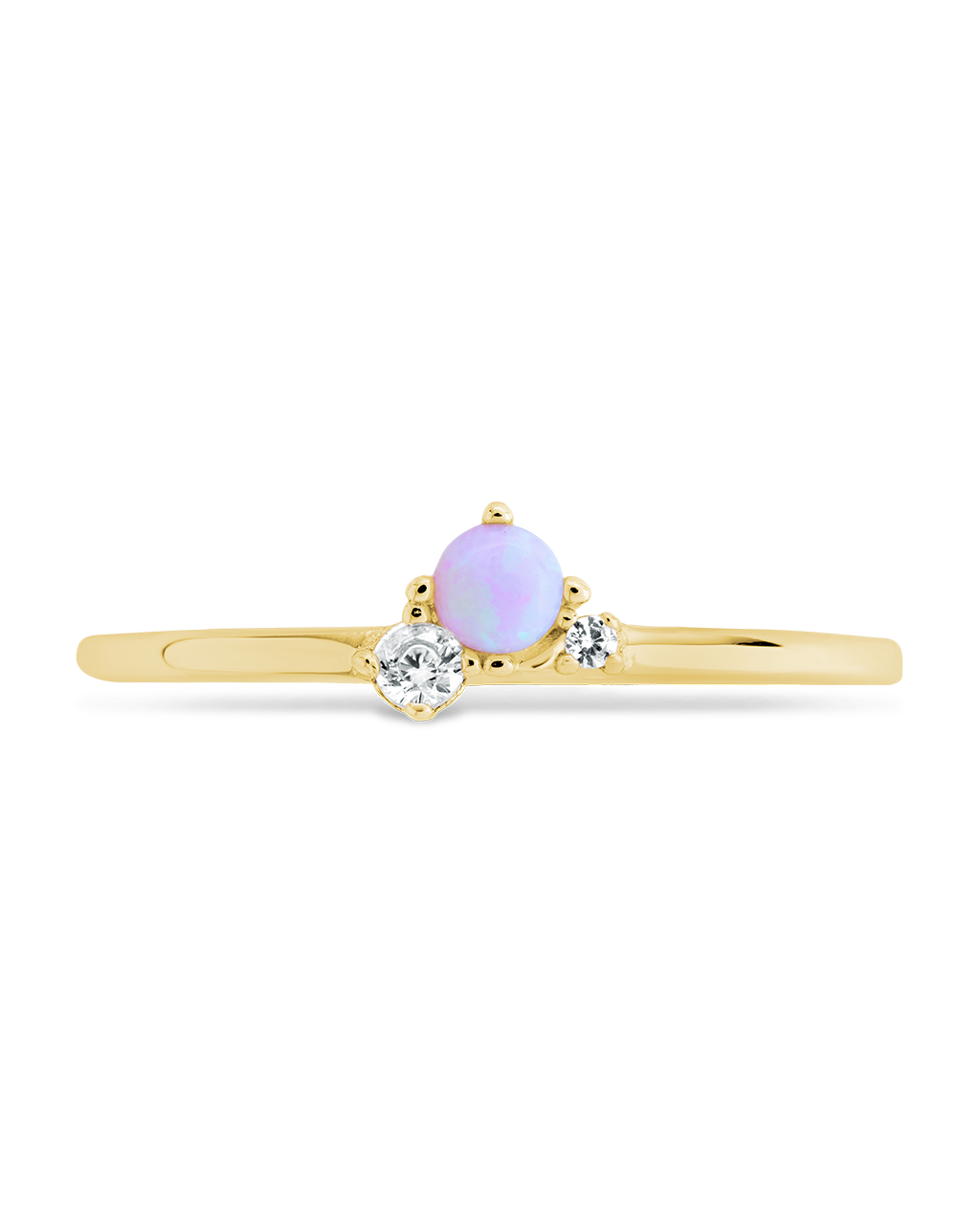 Sterling Silver Pink Opal Trio Ring