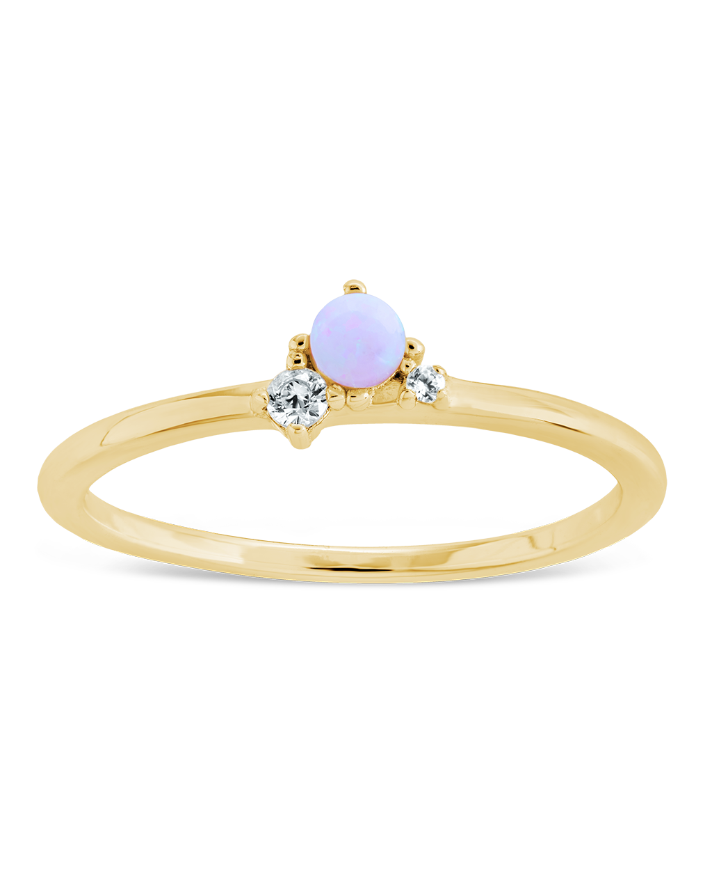 Sterling Silver Pink Opal Trio Ring