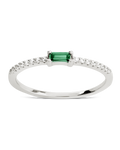 Sterling Silver Thin Emerald CZ Stacking Birthstone Ring