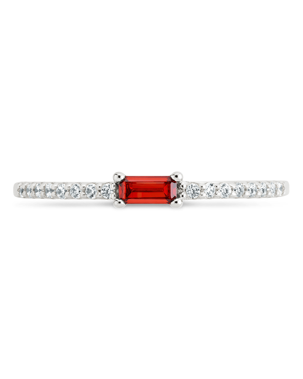 Sterling Silver Thin Garnet CZ Stacking Birthstone Ring