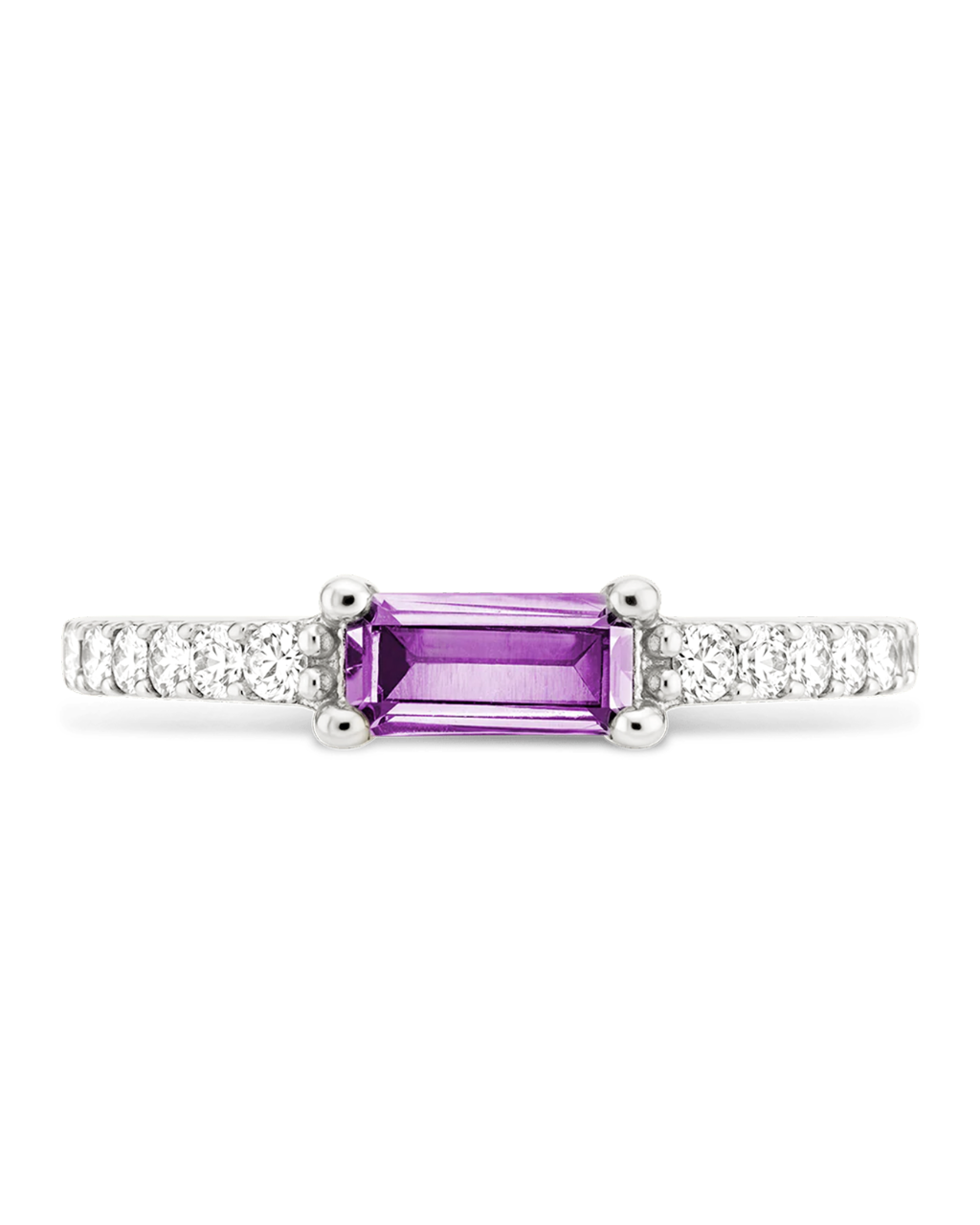Sterling Silver Thin Amethyst CZ Stacking Birthstone Ring
