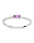 Sterling Silver Thin Amethyst CZ Stacking Birthstone Ring