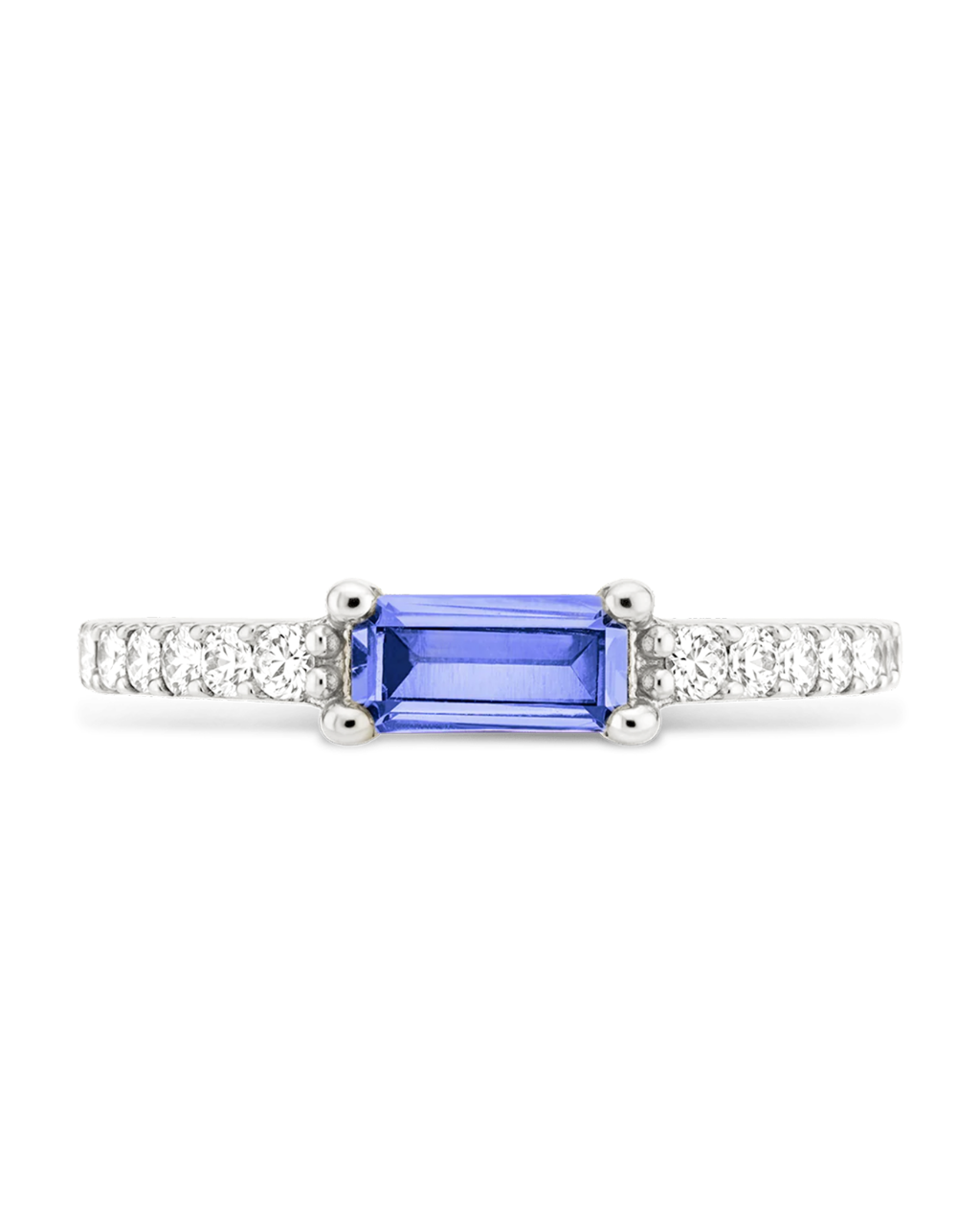 Sterling Silver Thin Aquamarine CZ Stacking Birthstone Ring