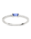 Sterling Silver Thin Aquamarine CZ Stacking Birthstone Ring