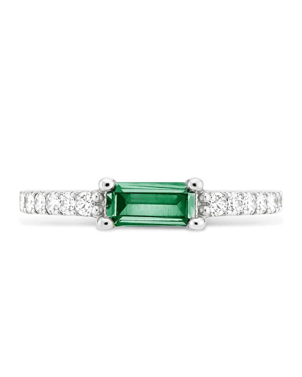 Sterling Silver Thin Emerald CZ Stacking Birthstone Ring