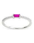 Sterling Silver Thin Ruby CZ Stacking Birthstone Ring