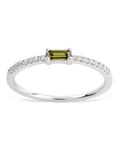 Sterling Silver Thin Peridot CZ Stacking Birthstone Ring