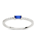 Sterling Silver Thin Sapphire CZ Stacking Birthstone Ring