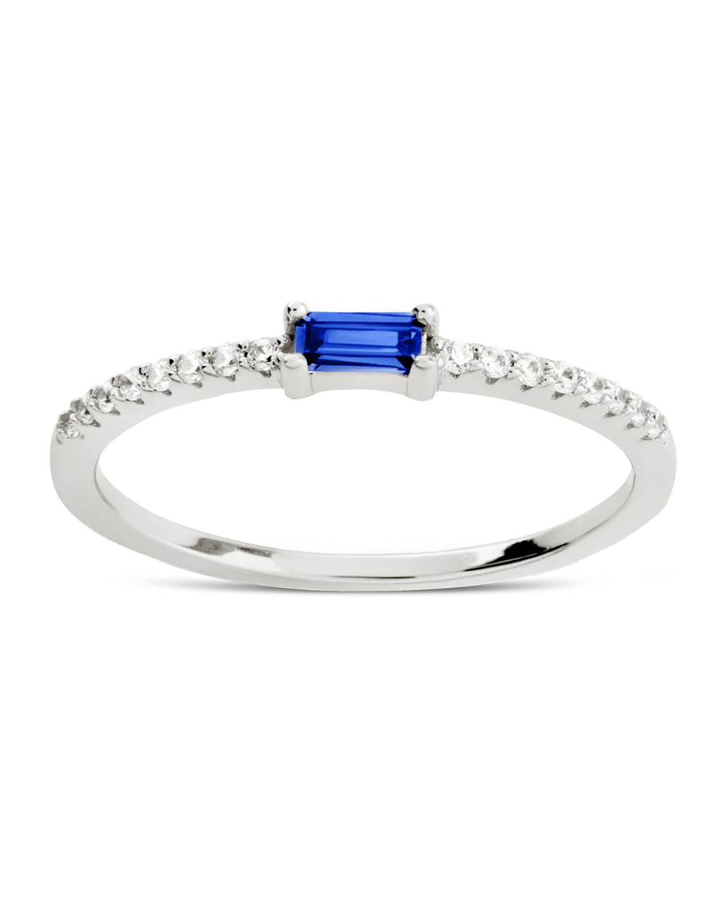 Sterling Silver Thin Sapphire CZ Stacking Birthstone Ring