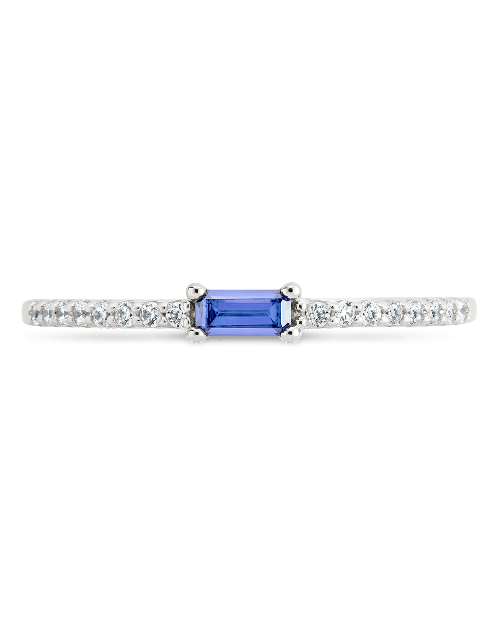Sterling Silver Thin Tanzanite CZ Stacking Birthstone Ring