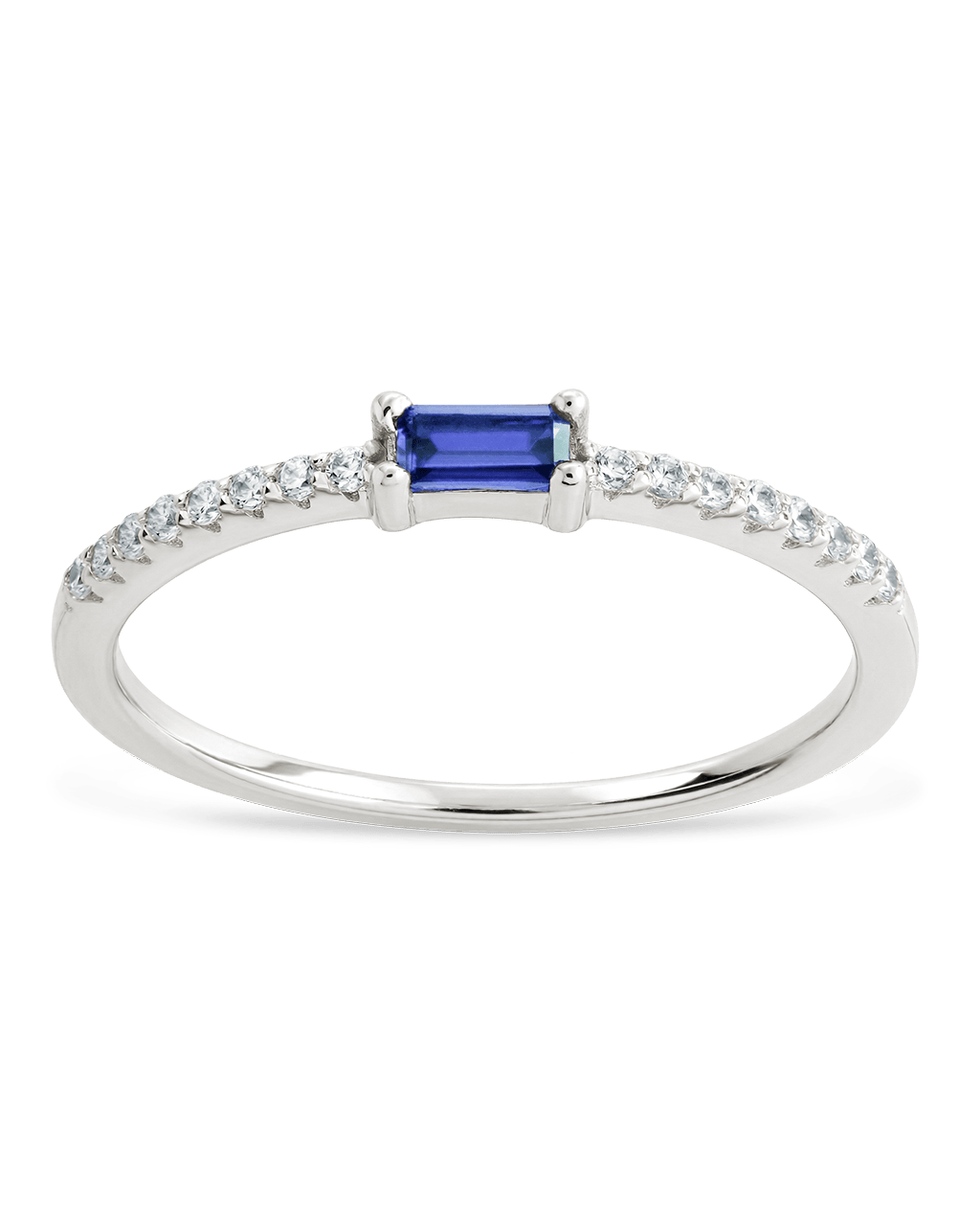 Sterling Silver Thin Tanzanite CZ Stacking Birthstone Ring