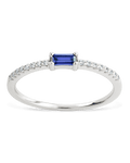 Sterling Silver Thin Tanzanite CZ Stacking Birthstone Ring