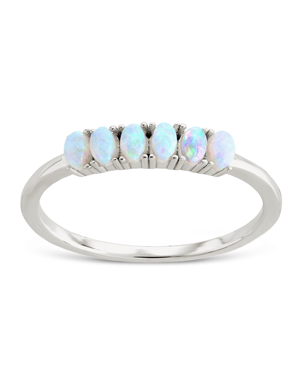 Sterling Silver Blue Opal Cluster Ring