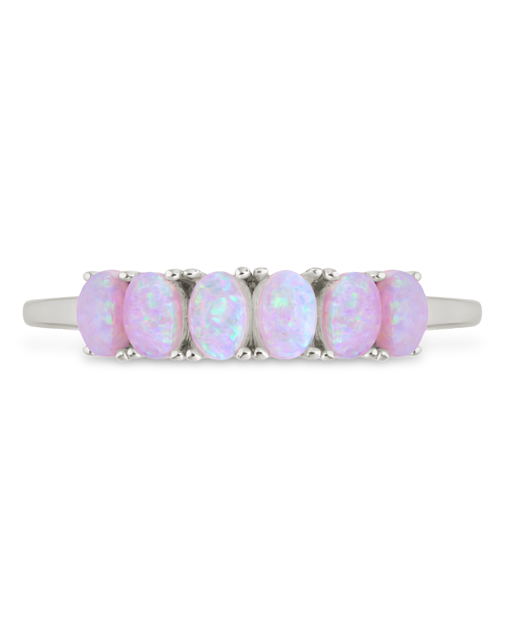 Sterling Silver Pink Opal Cluster Ring