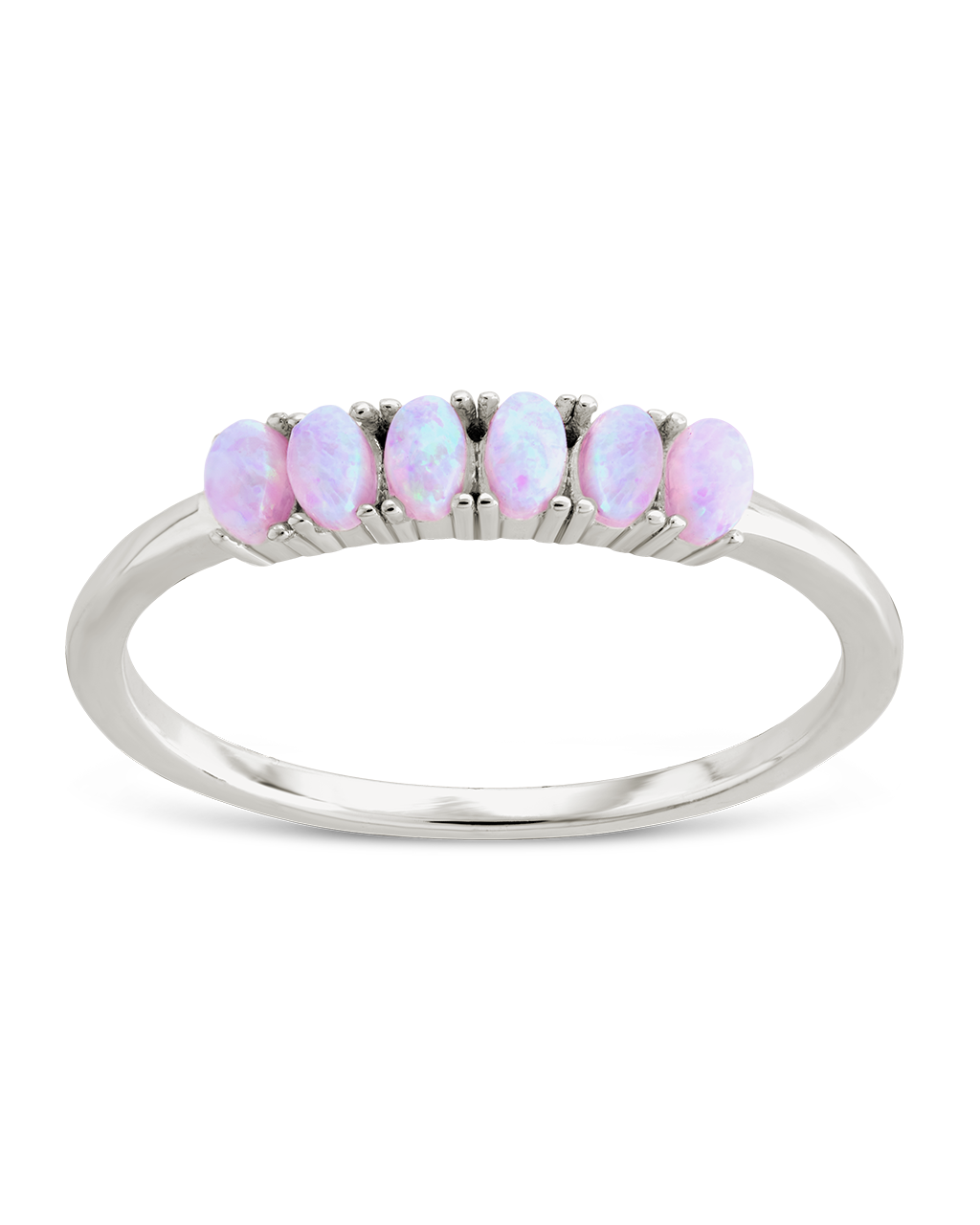 Sterling Silver Pink Opal Cluster Ring