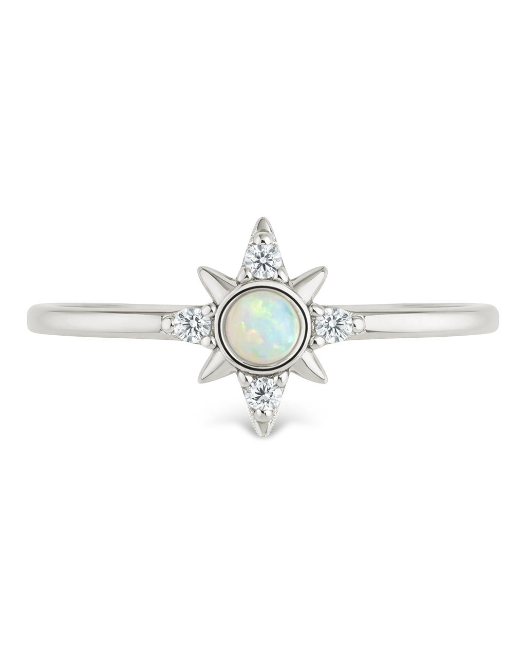 Sterling Silver White Opal Sparkle Ring