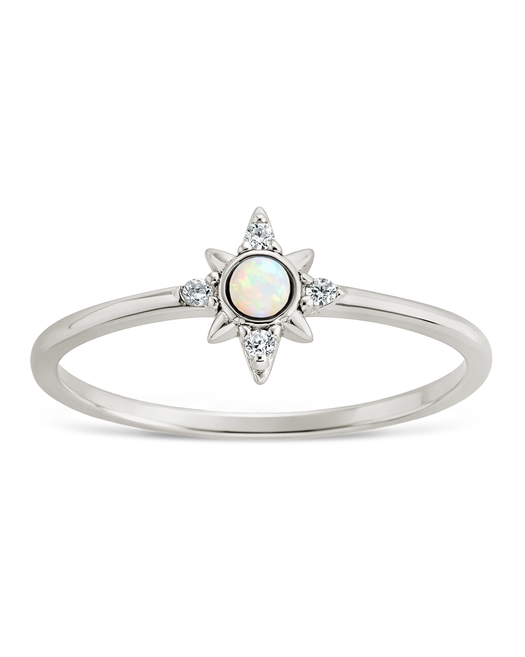 Sterling Silver White Opal Sparkle Ring