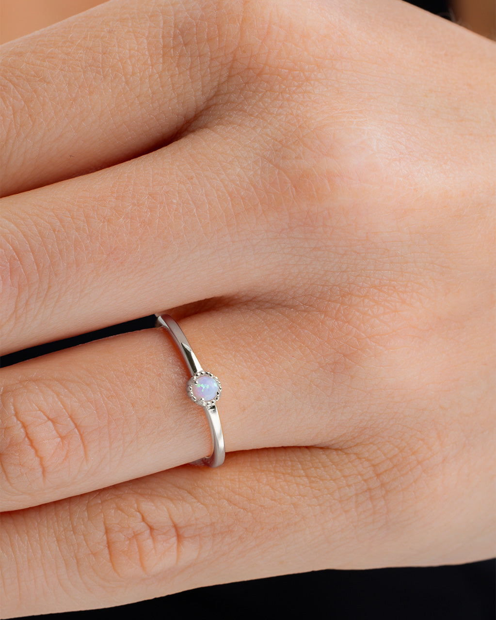 Sterling Silver Blue Opal Solitaire Ring