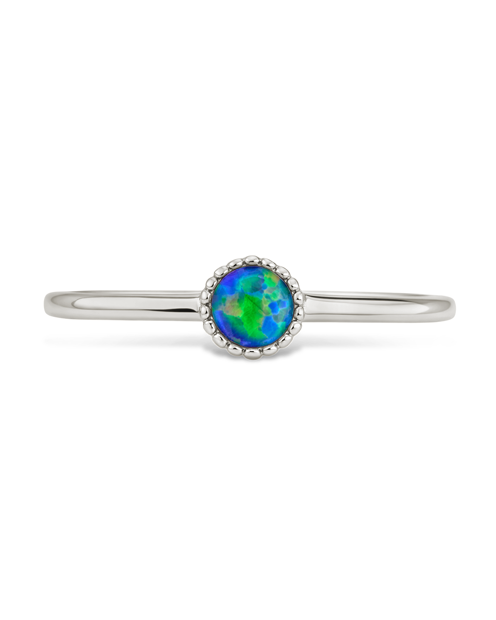 Sterling Silver Green Opal Solitaire Ring