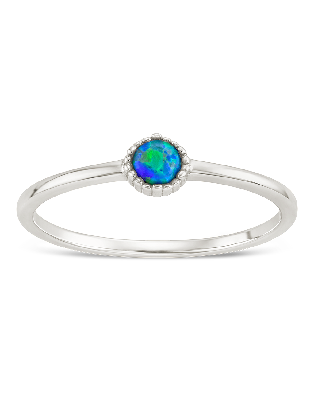 Sterling Silver Green Opal Solitaire Ring