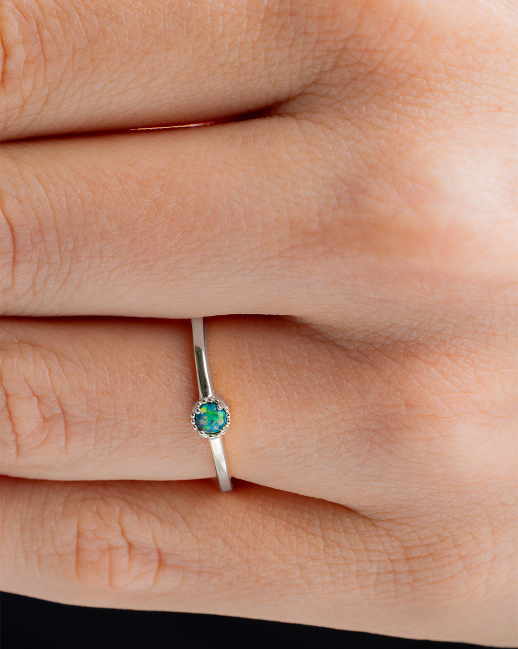 Sterling Silver Green Opal Solitaire Ring