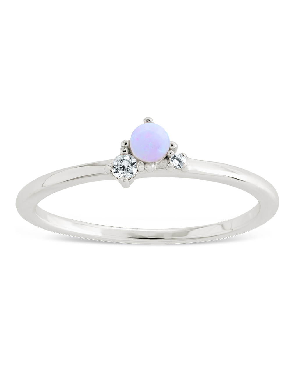 Sterling Silver Pink Opal Trio Ring