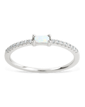 Sterling Silver Thin Opal CZ Stacking Birthstone Ring