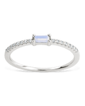 Sterling Silver Thin Moonstone CZ Stacking Birthstone Ring