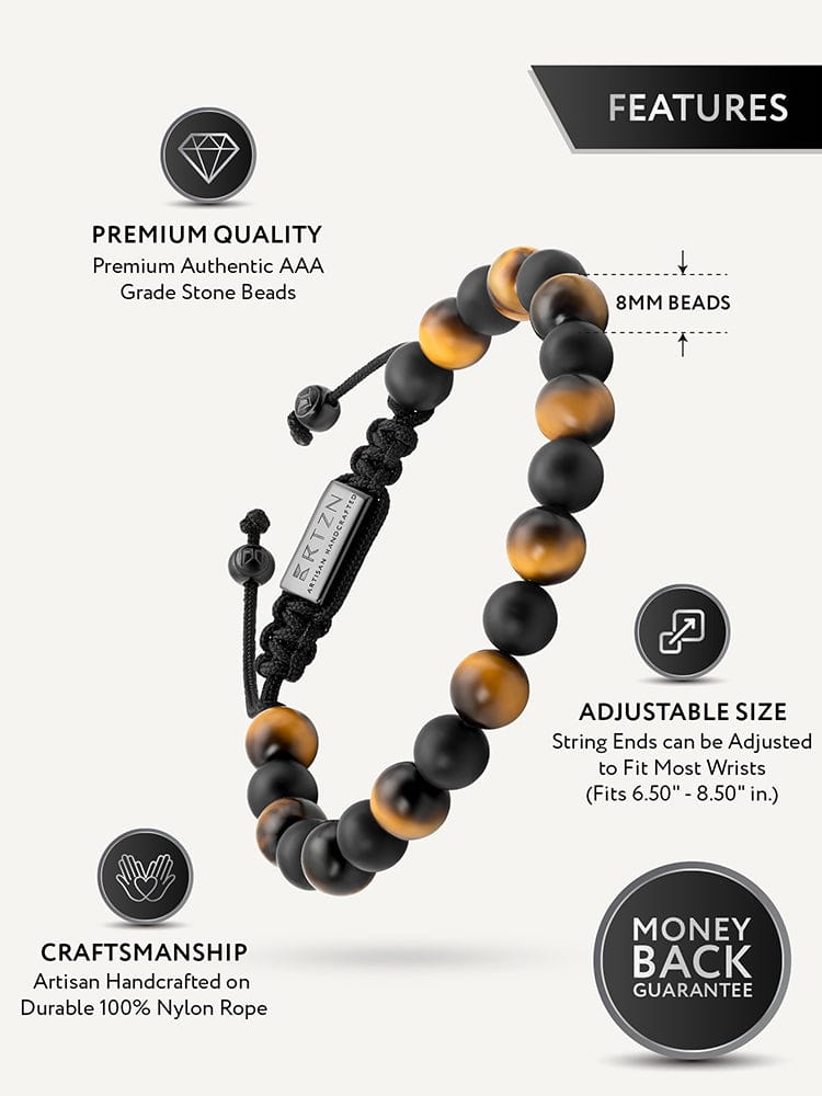 Tiger Eye & Black Onyx Beaded Bracelet - Tulum