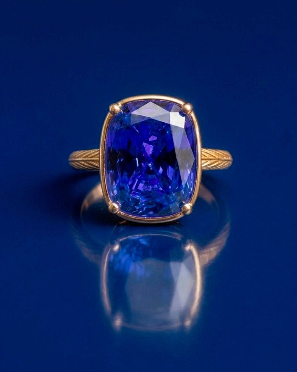 Sterling Silver Elongated Cushion Sapphire CZ Cocktail Ring