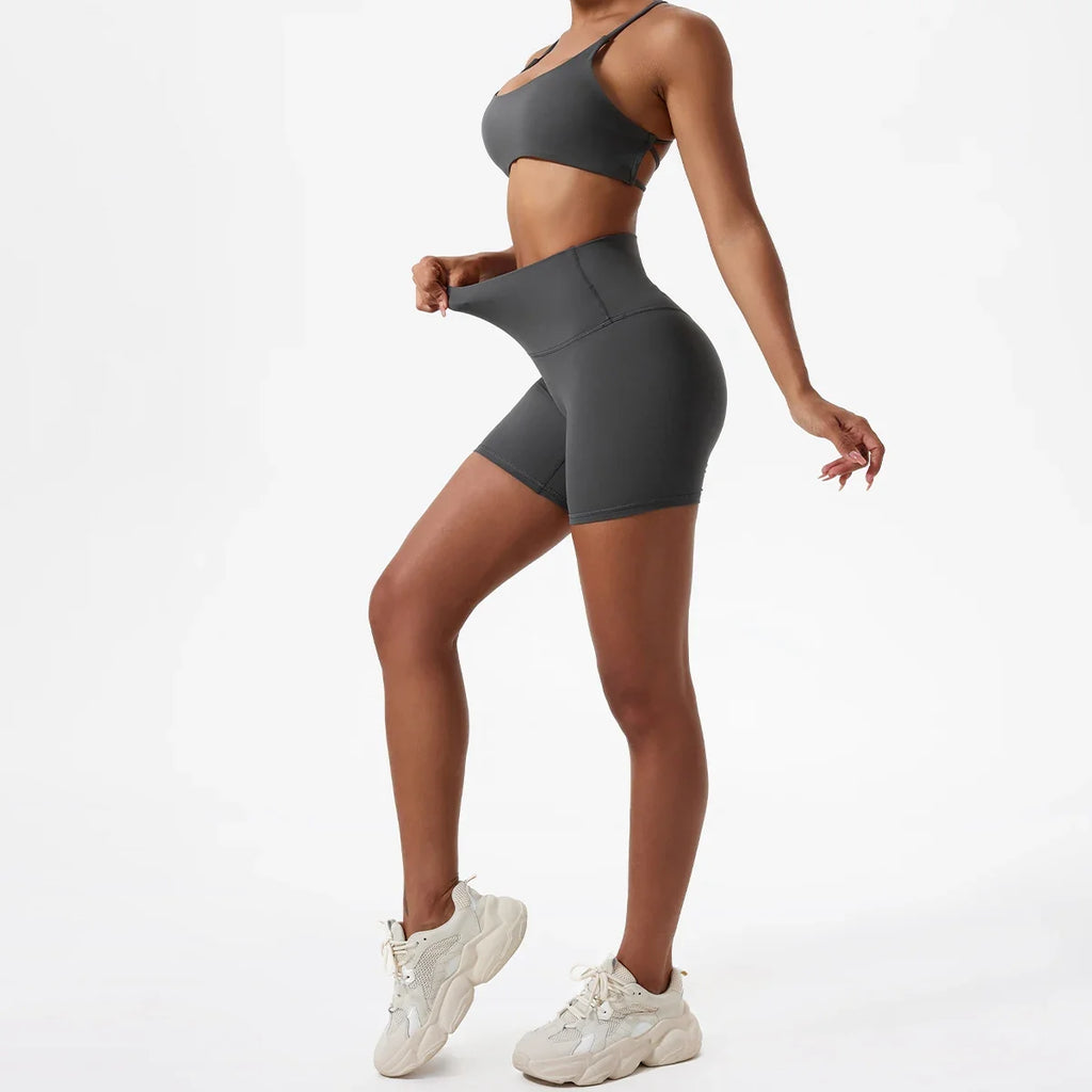 Hearuisavy Summer Soft Yoga Shorts Buttock Lift Gym Leggings Women High Waist Sports Shorts Women Running Workout Shorts Female