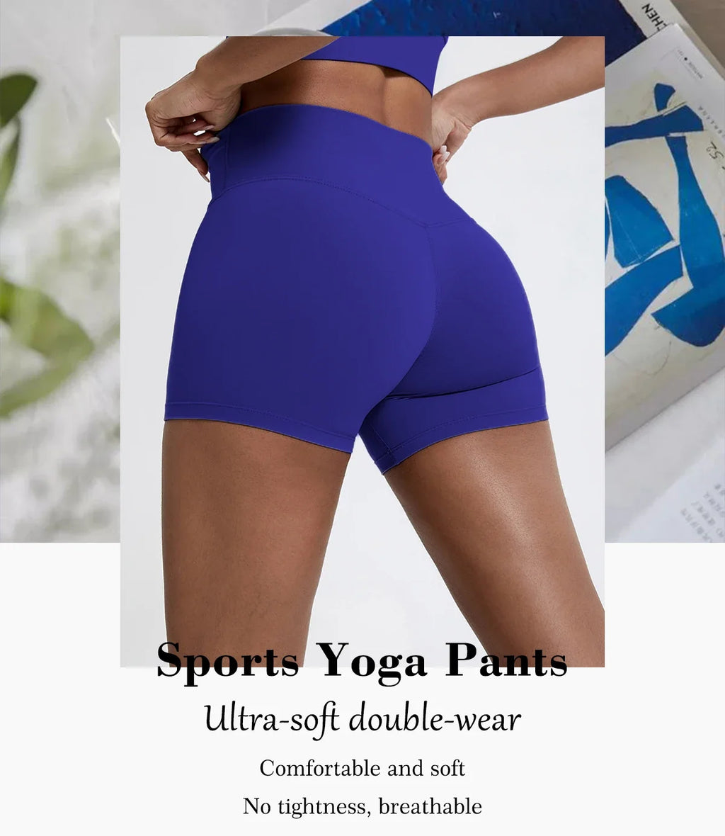 Hearuisavy Summer Soft Yoga Shorts Buttock Lift Gym Leggings Women High Waist Sports Shorts Women Running Workout Shorts Female