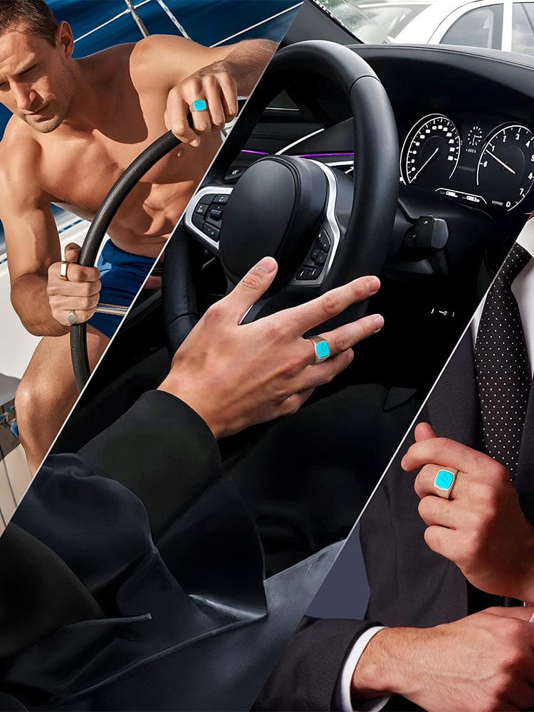 Turquoise Cushion Signet Ring