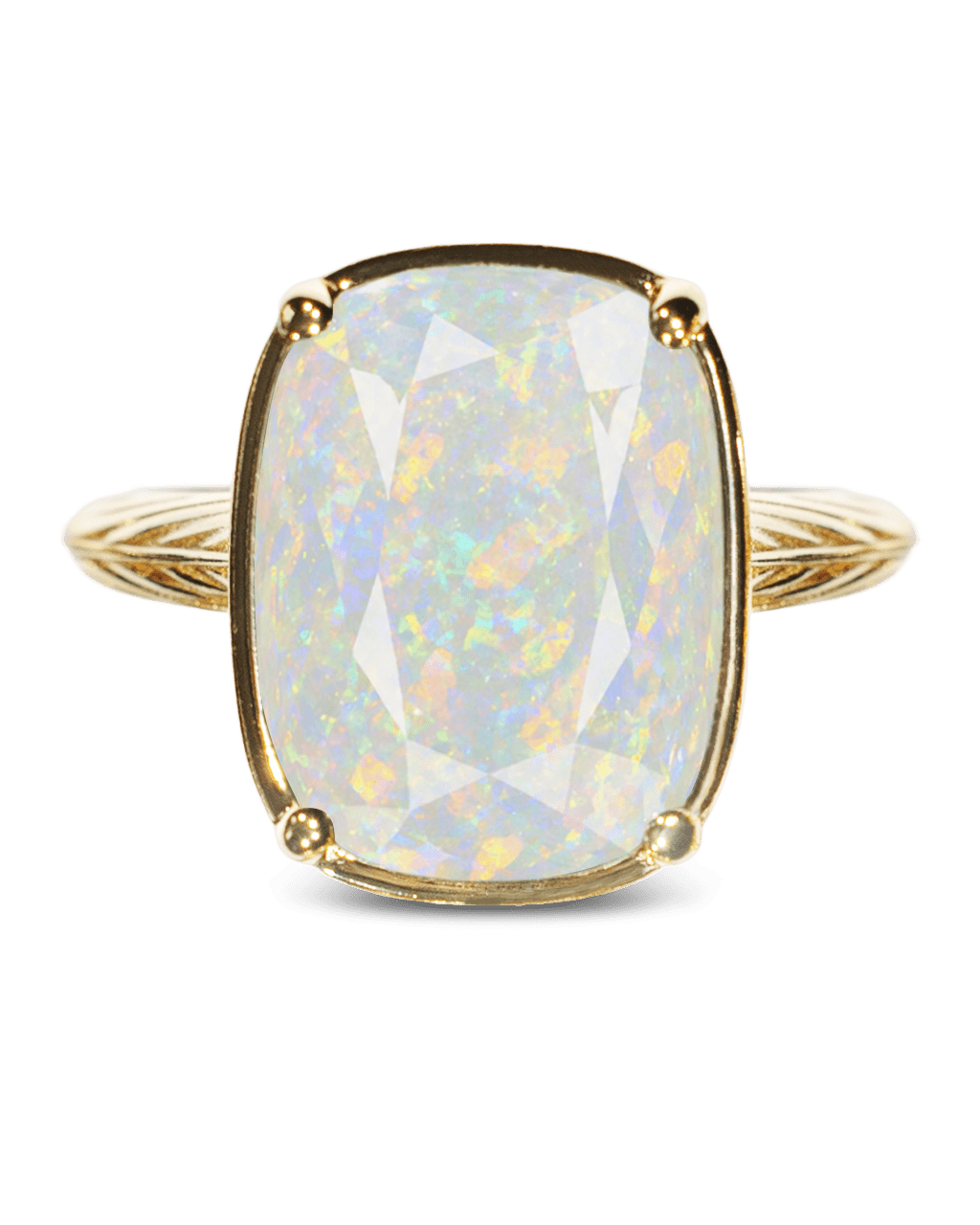 Sterling Silver Elongated Cushion Opal Cocktail Ring