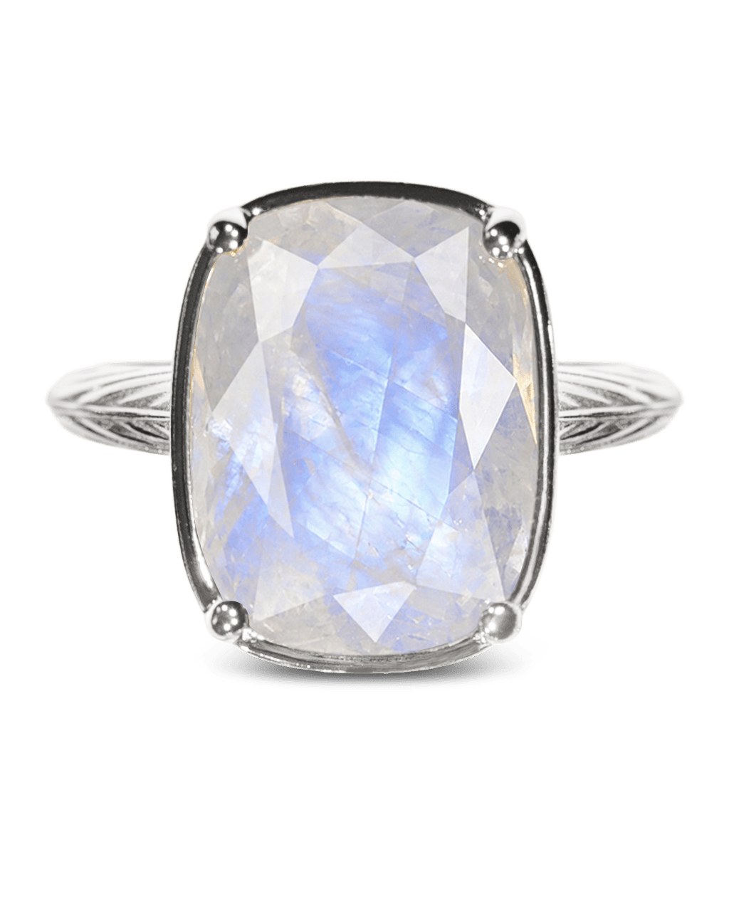 Sterling Silver Elongated Cushion Moonstone Cocktail Ring
