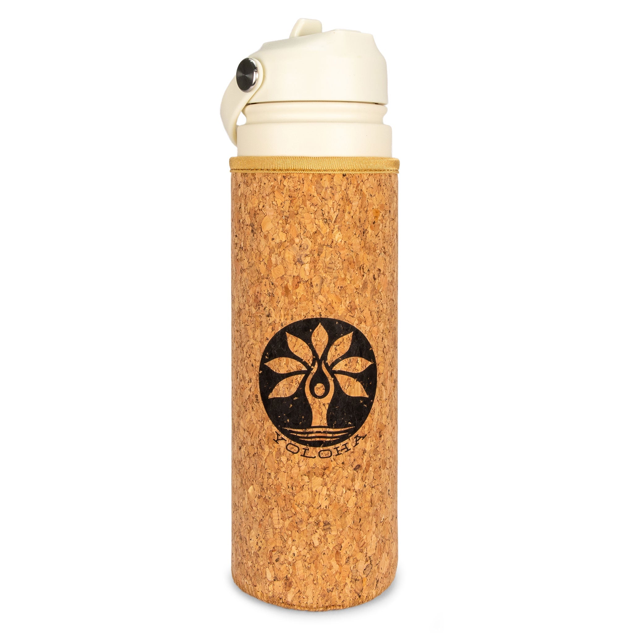 Cream Cork Sleeve Bottle with Flip Straw Lid | 25oz