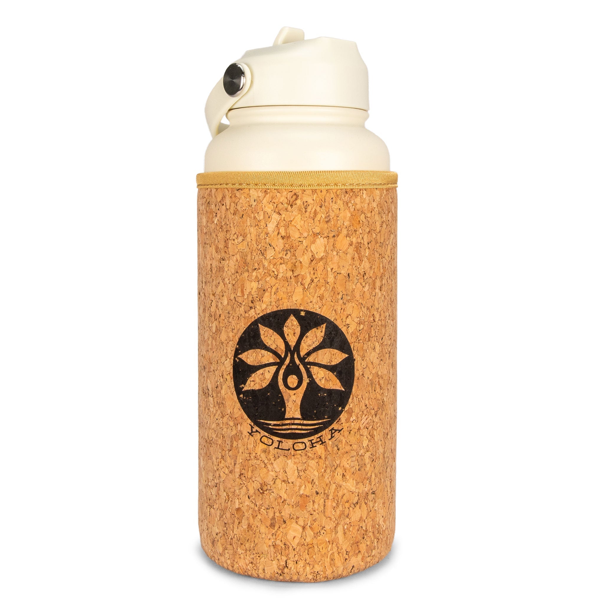 Cream Cork Sleeve Bottle with Flip Straw Lid | 32oz