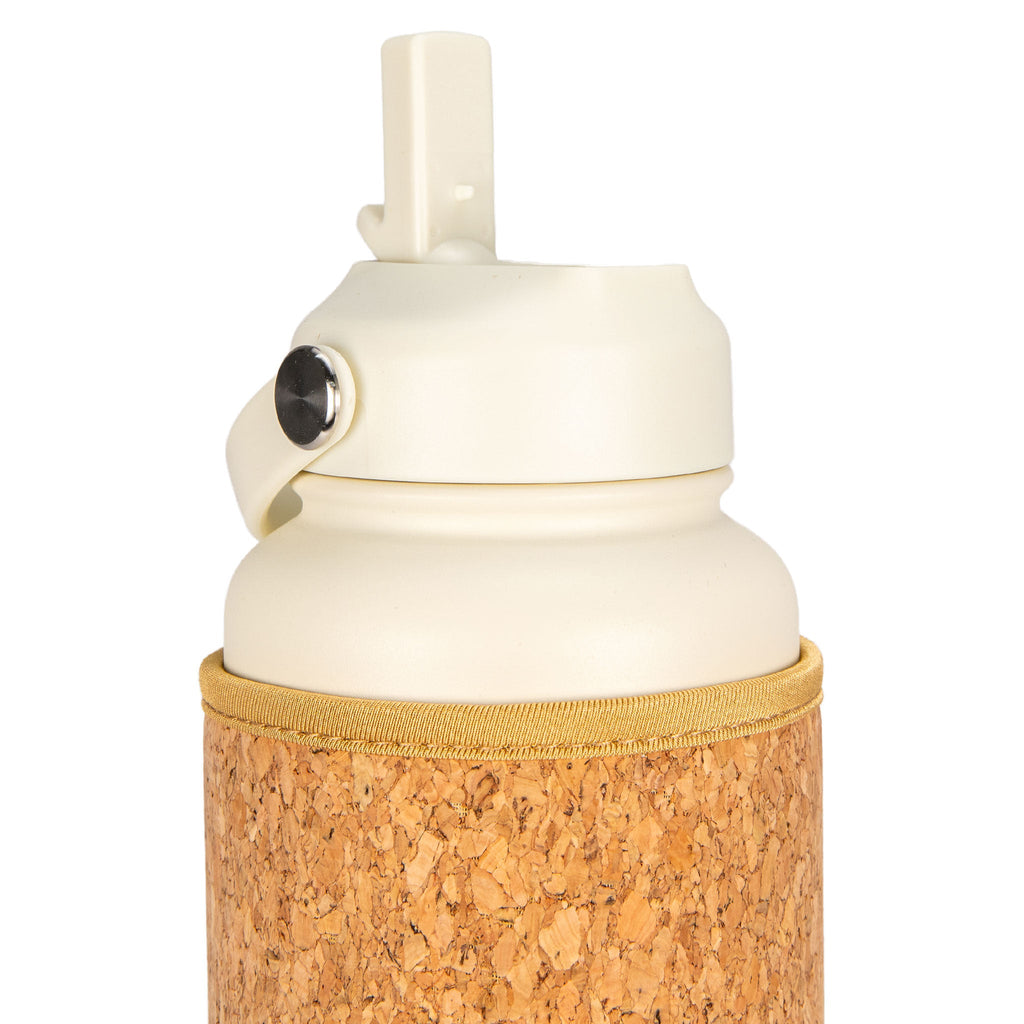 Cream Cork Sleeve Bottle with Flip Straw Lid | 32oz