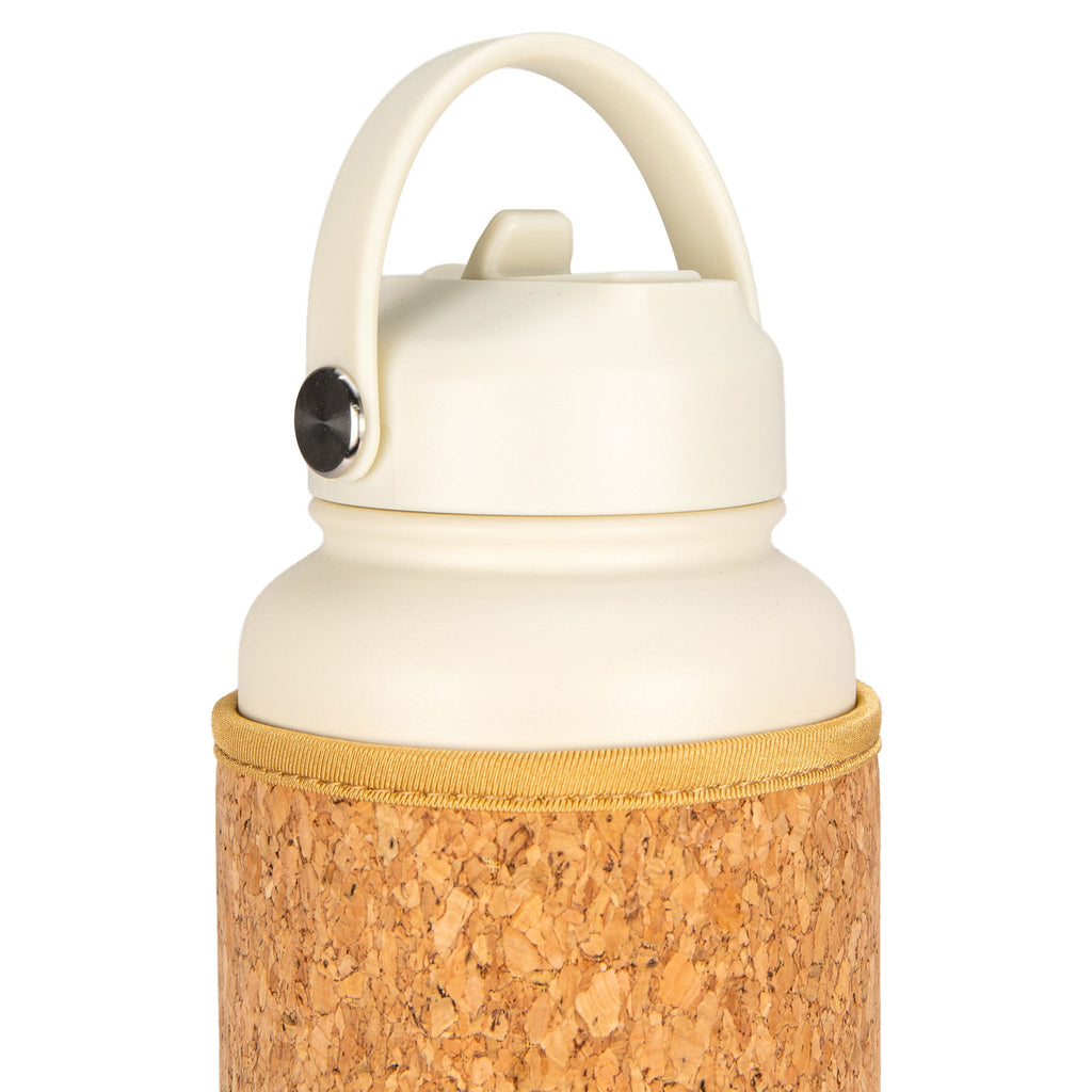 Cream Cork Sleeve Bottle with Flip Straw Lid | 32oz