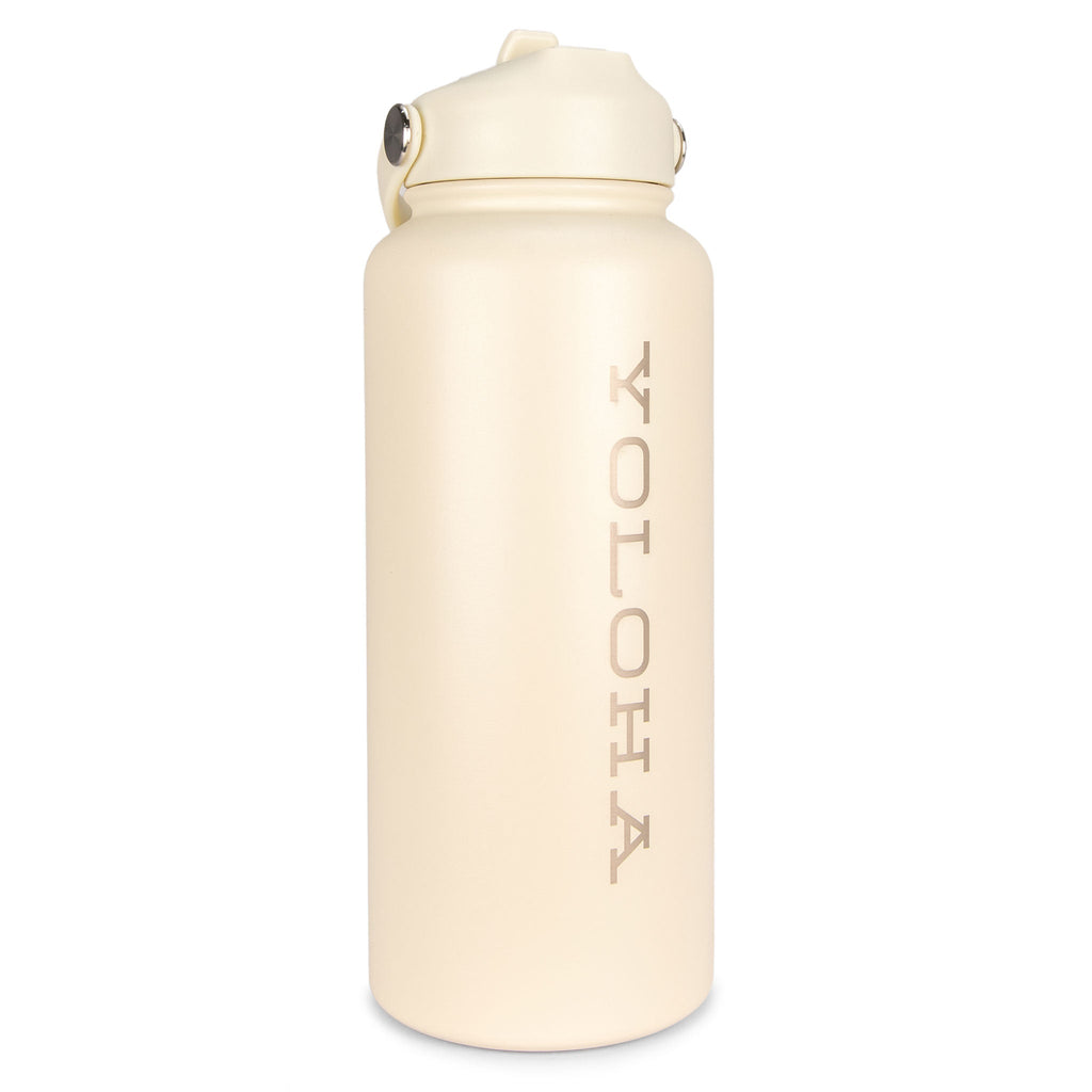 Cream Cork Sleeve Bottle with Flip Straw Lid | 32oz