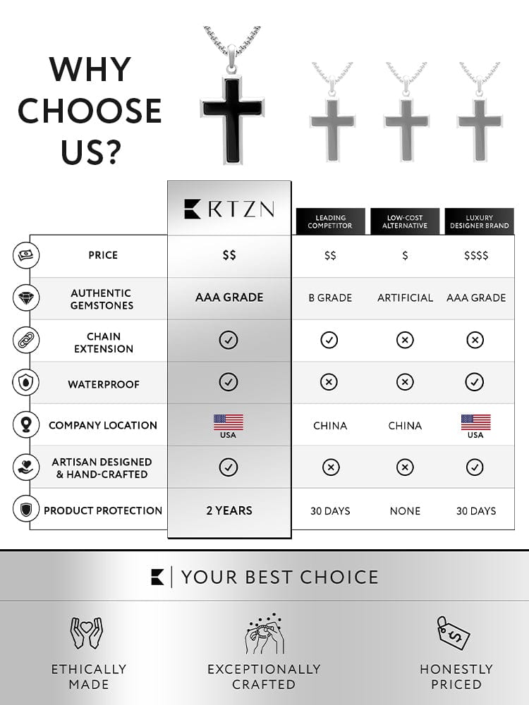 Black Onyx Cross Pendant Necklace
