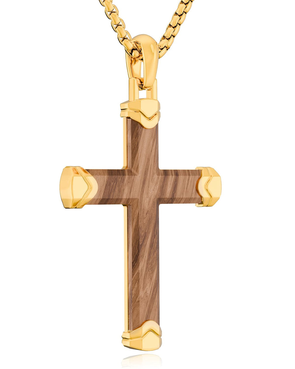 Bubinga Wood Cross Pendant (Gold)
